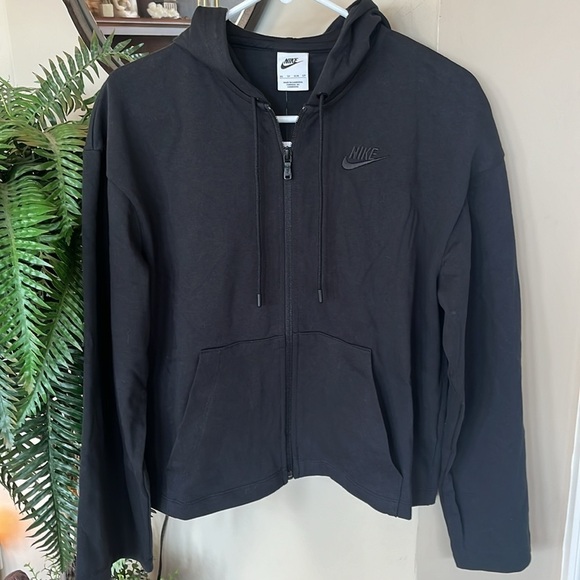 Brand New Nike Black Hoodie Zip Up Cotton Sweatshirt Embroidered Logo Workout - Picture 8 of 15